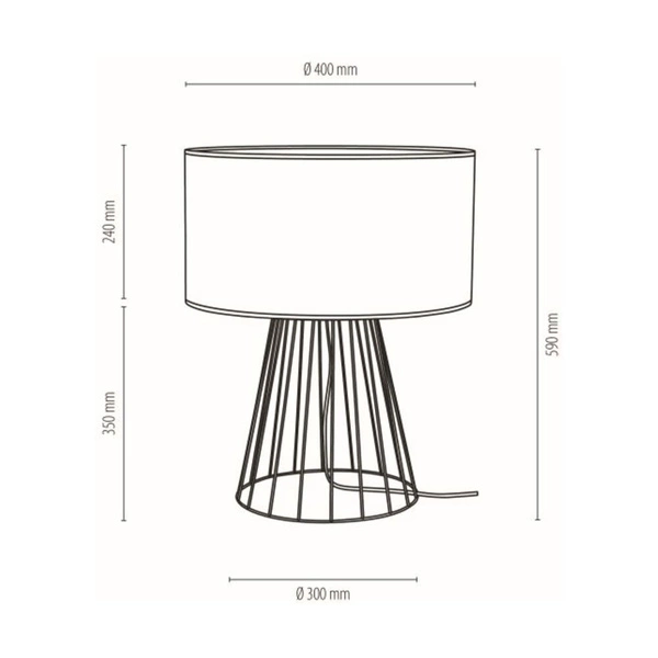 Lampa stołowa Swan 1xE27 maks. 60W Czarny metal/czarny kabel PCV/biały klosz z tkaniny 89329104
