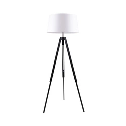 Lampa podłogowa TRIPOD drewno bukowe czarny abażur biały 6021004 6021004