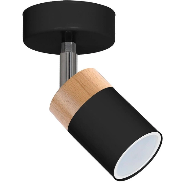 Lampa sufitowa/kinkiet JOKER, MLP6303, czarny/drewno/chrom, 1x8W GU10
