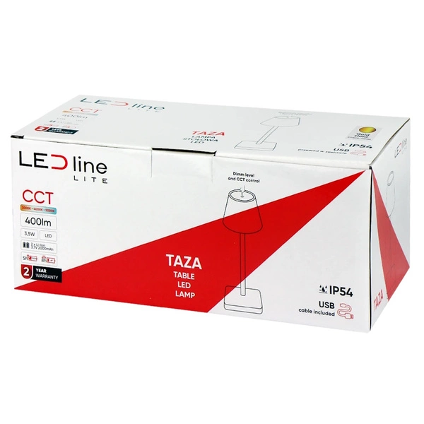 Lampa stołowa akumulatorowa ściemnialna TAZA BLACK CCT DIMM 3,5W 400lm IP54 | Czarny