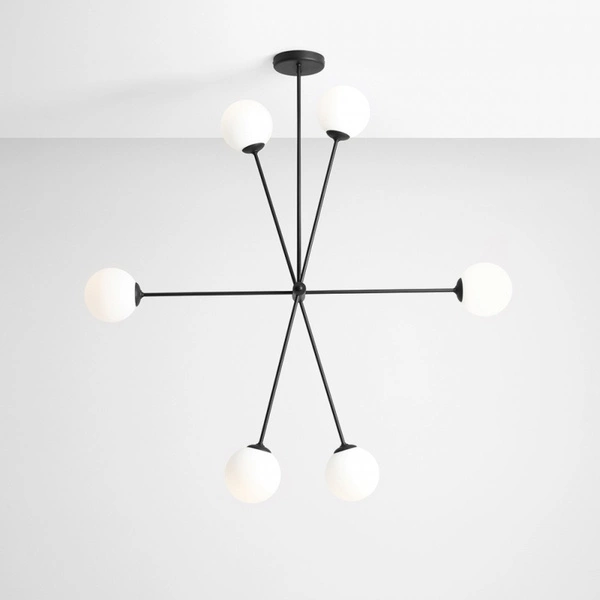 Aldex Lampa sufitowa OHIO 6, 1081PL_K1, czarna z białymi kloszami, 6x40W E14