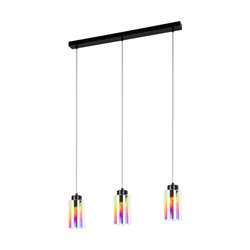 Lampa Wisząca Meno 3xE27 Max.60W Czarny Metal/Przezroczysty Kabel PCV/Wielokolorowe Szkło 1030420220760