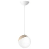 Lampa wisząca nowoczesna szklana kula SFERA WOOD drewno/biały śr. 14cm