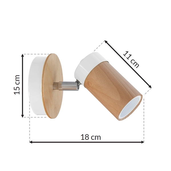 Kinkiet nowoczesny z drewna BARON biały