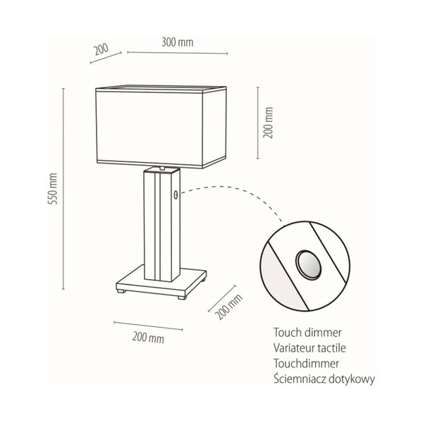 Flame Lampa Stołowa 1xE27 Max.40W, 1xLED 12V Zintegrowane 4.6W Szary/Okleina Dąb/Biały z Touch Dimmer 820119187