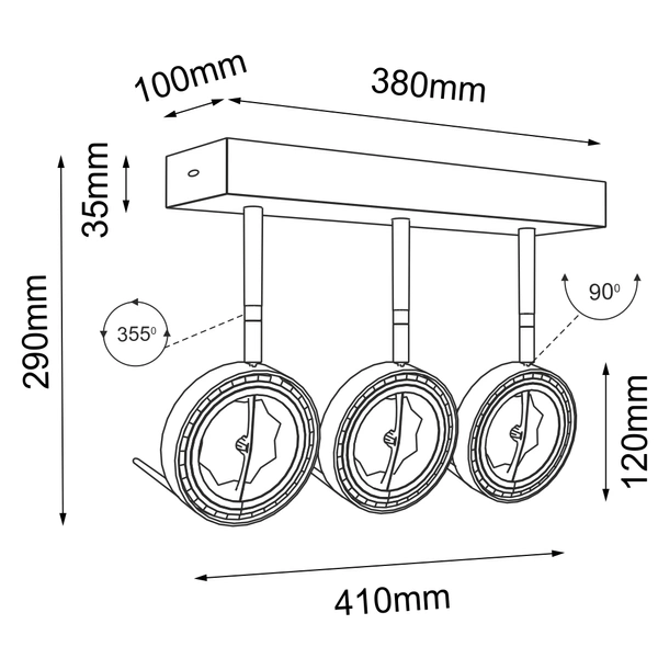 Reflektor Fussa 3 - Czarny 2220 Antigo