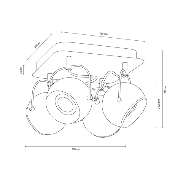 Ball Lampa Sufitowa Incl.4xLED GU10 5W Satyna/Chrom 5109487
