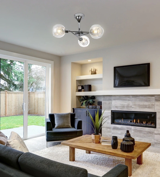 Lampa sufitowa OZZO 33-72214 chrom/transparentny 3x40W E14