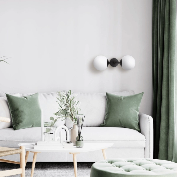 Kinkiet DORADO 2, czarny z białymi kloszami, 2x40W E14