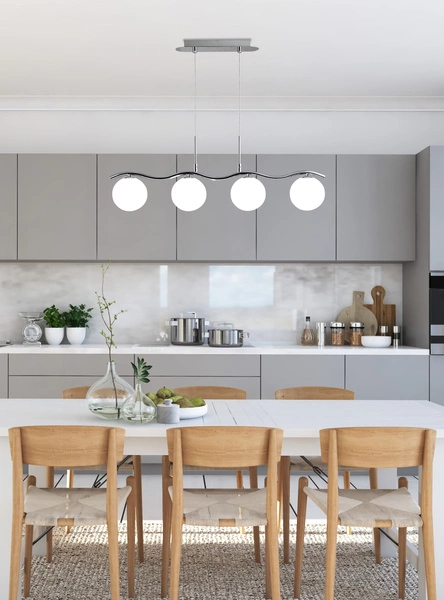 Lampa wisząca RAMON, 34-01412, chrom/biały, 4x40W G9