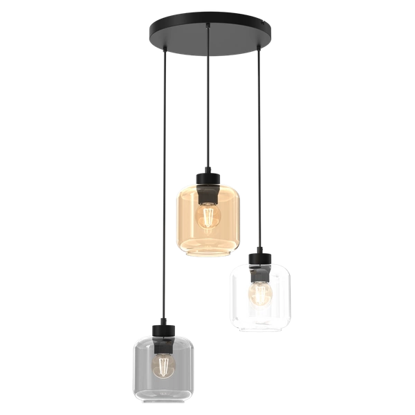 Lampa wisząca SOMBRA MIX, MLP8369, czarna z kolorowymi kloszami, 3x60W E27