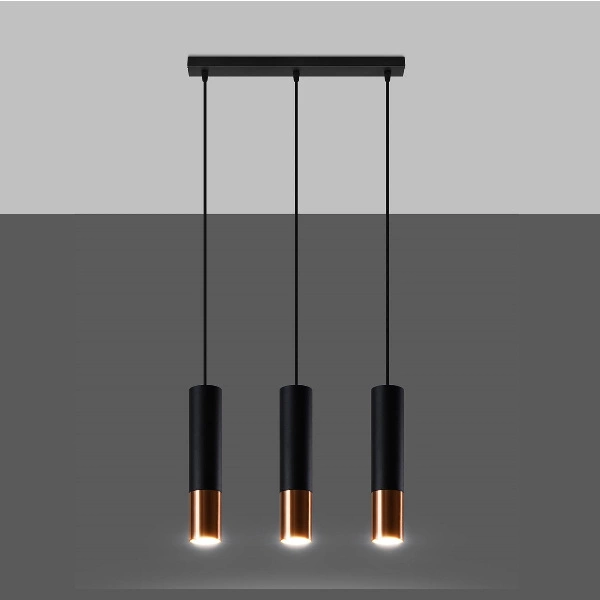 Lampa wisząca LOOPEZ 3L czarny/miedź SL.0948