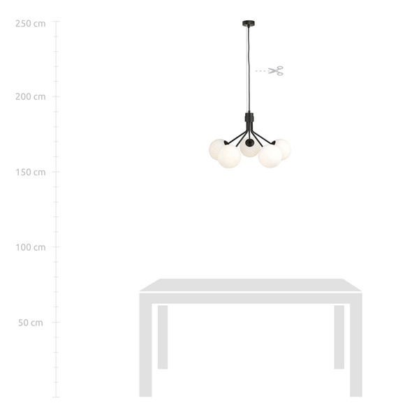 Lampa wisząca Emibig NOVA 5 Czarny/OPAL 1138/5