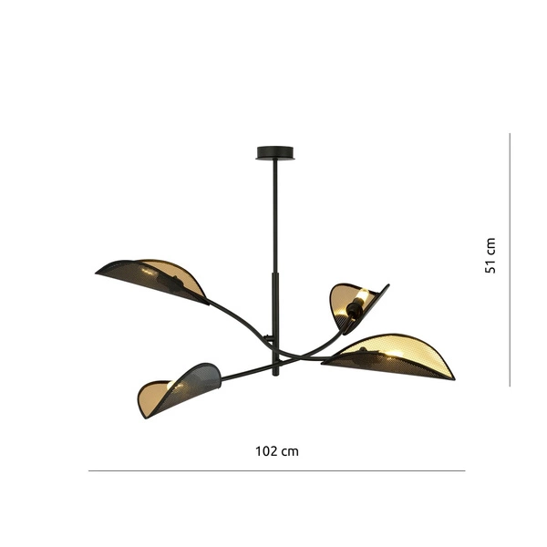 Lampa sufitowa Emibig LOTUS 4 Czarny/GOLD 1106/4