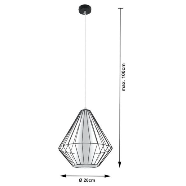 Lampa Wisząca DEMI Czarna Stal, E27 60W, SL.0298