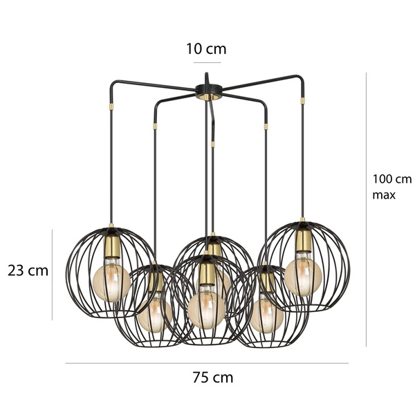 Lampa wisząca Emibig ALBIO 6 Czarny 144/6