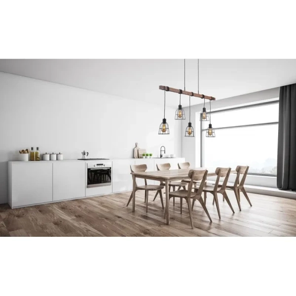 Drewniana lampa wisząca LOFT Reda PND-4793-5-L | Czarna