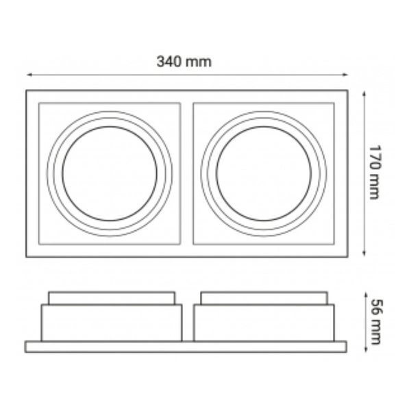 Oprawa wpuszczana oczko sufitowe CROSTI LANA SQ DUE szer. 30,3x15cm | biały