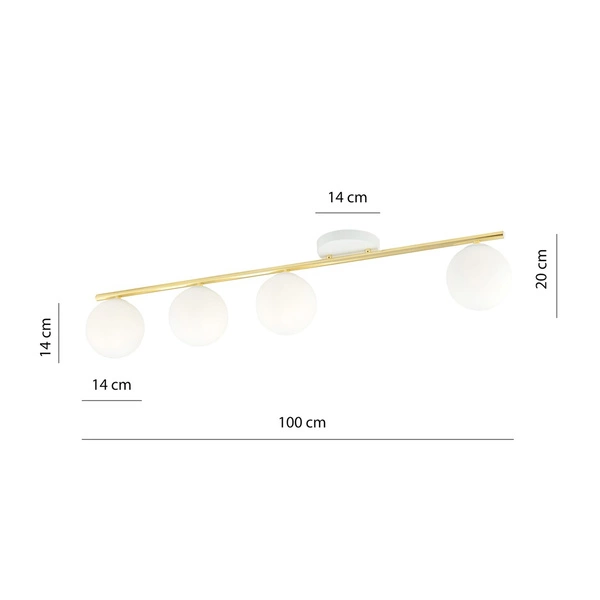 Lampa sufitowa Emibig MONZA 4 WH OPAL 1253/4