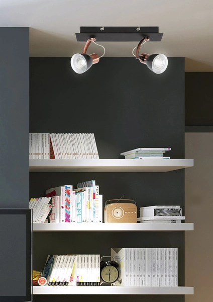 Lampa sufitowa MARKUS listwa 92-37442-M czarny/miedziany 2xGU10