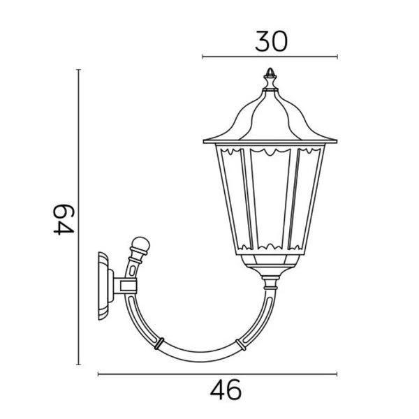 Klasyczny kinkiet zewnętrzny Retro Maxi K 3012/1/BD G | czarny