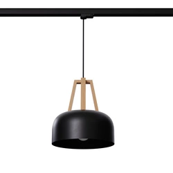 Lampa wisząca CASCO czarna/naturalne drewno E27 3000K 7,5W 620lm