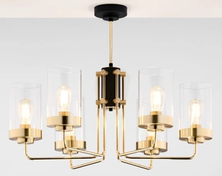 Żyrandol RAMIREZ wys. 64cm 6xE27 15W IP20 | złoty połysk