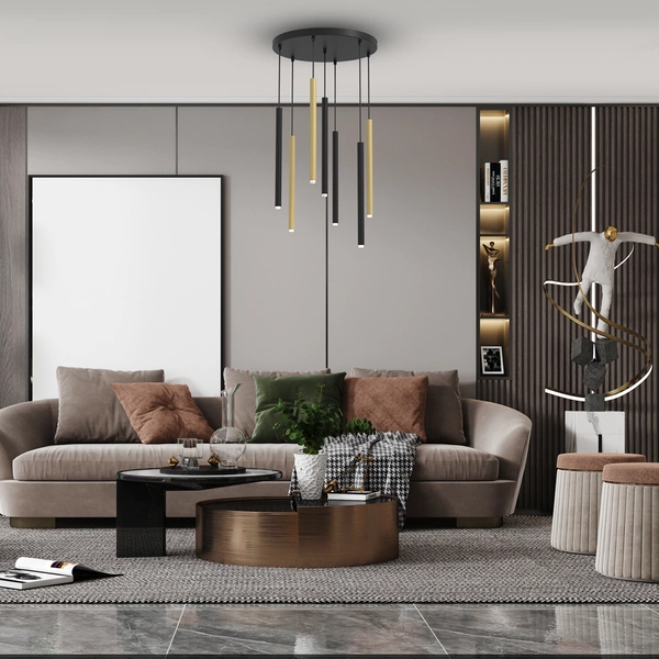 Lampa wisząca MONZA BRASS, MLP8843, czarno-złota, 7x8W G9