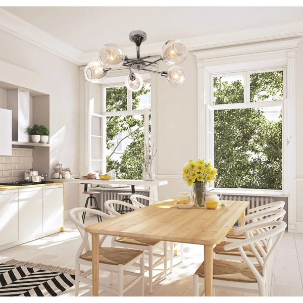 Lampa sufitowa OZZO 35-72252 chrom/transparentny 5x40W E14