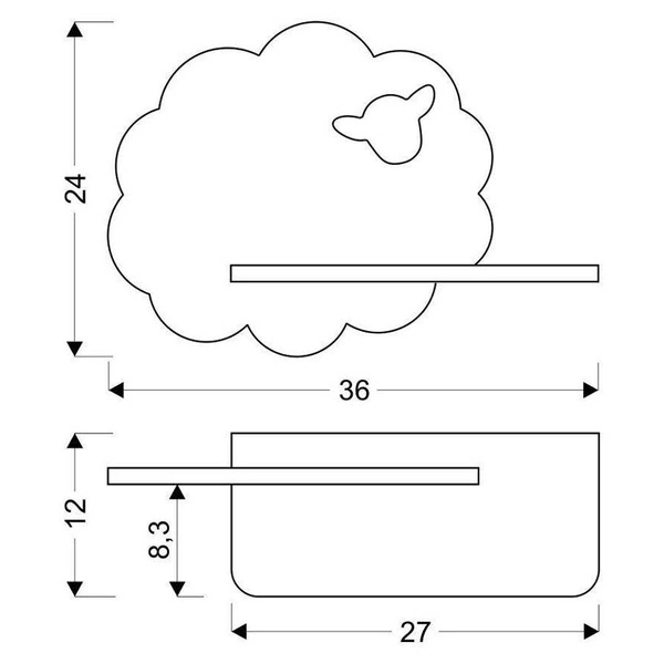 Kinkiet dziecięcy IQ Kids SHEEP z półką, 21-84828, czarny, 5W LED, barwa neutralna 4000K