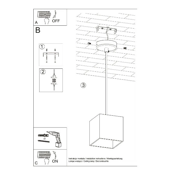 Lampa wisząca Sollux QUAD 1 Aluminium szary 12W LED, SL.0061
