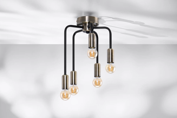 Lampa sufitowa SAGA, 35-01337, patynowy/czarny, 5x40W E14