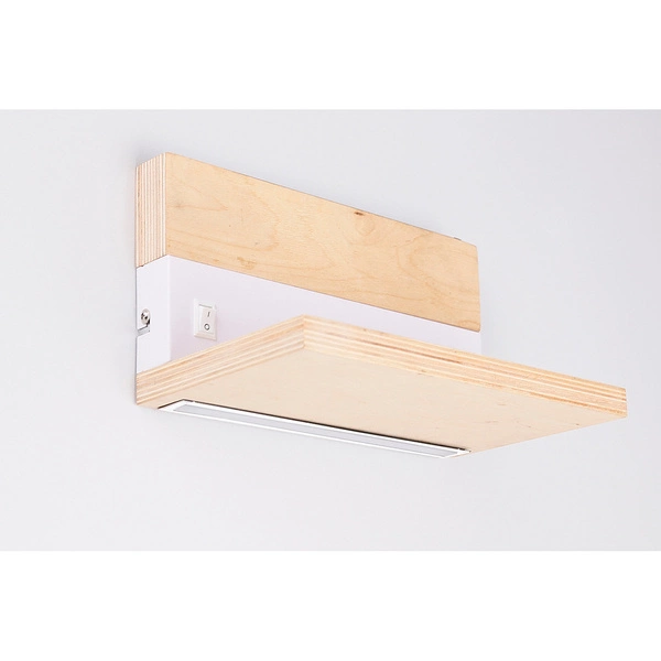 ANET LAMPA KINKIET DREWNIANY Z PÓŁKĄ 2X4W LED 4000K MASKOWNICA BIAŁA