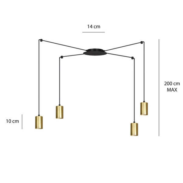 Lampa wisząca Emibig TRAKER 4 BL/GOLD 526/4