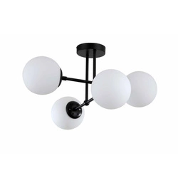 Lampa wisząca Roma 4, czarna z białymi kloszami, 4x40W E14