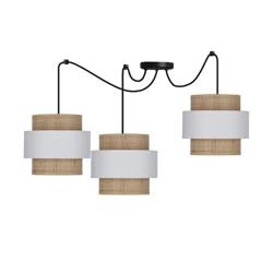 Lampa wisząca RATTAN, 33-18229, czarny/kremowy/biały, 3x40W E27