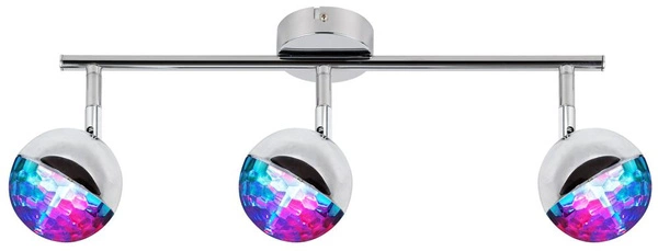 Lampa sufitowa PARTY listwa 3x3W LED RGB, główka okrągła 1E z przegubem KD SYSTEM, chrom, 93-67777