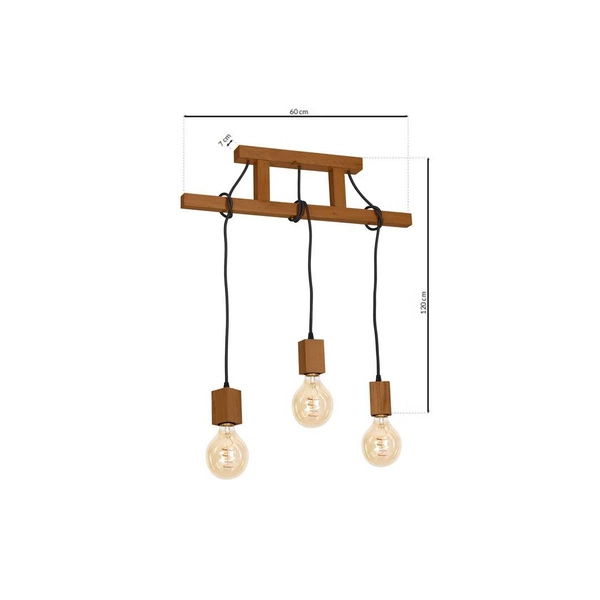 Lampa Wisząca JACK, MLP4357, dąb, 3x60W E27