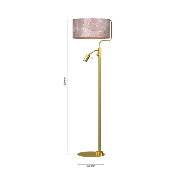 Lampa podłogowa ZIGGY PINK, MLP7593, różowy/złoty, 1x60W E27 + 1x8W mini GU10