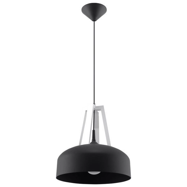 Lampa Wisząca CASCO Czarna Stal/Białe Drewno, E27, 60 W, SL.0389