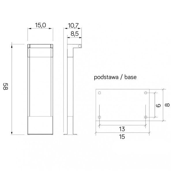 Lampa stojąca zewnętrzna nad chodnik 58cm ROTA RT-580 | ciemny popiel