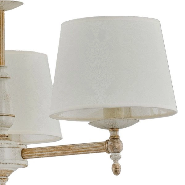 Żyrandol klasyczny z abażurami ROKSANA WHITE śr. 55cm biały antyczny/szary