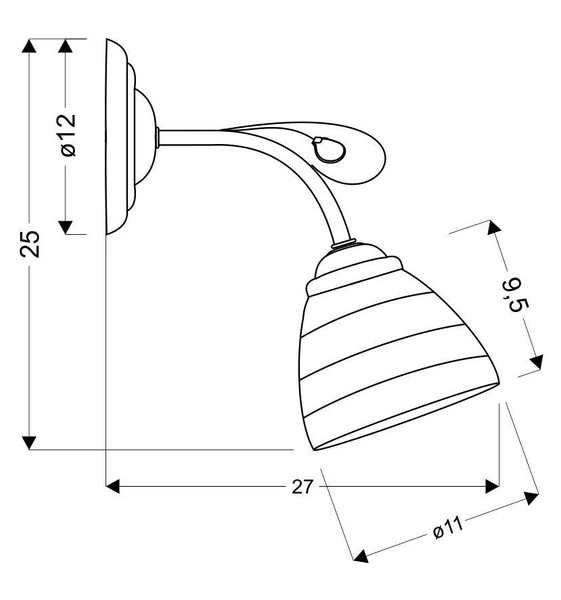 SIMPLI LAMPA KINKIET 1*40W E27 CHROM Z KRYSZTAŁKIEM+KLOSZ Z PASKIEM