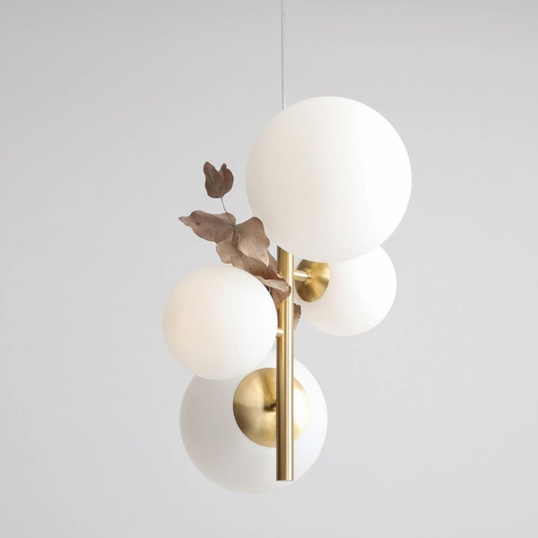 Aldex Lampa wisząca BLOOM 4 BRASS 1091L40 mosiądz/biały 2x40W E14 + 2x60W E27