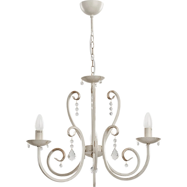 Żyrandol klasyczny świecznikowy WHITE śr. 52cm biały antyczny