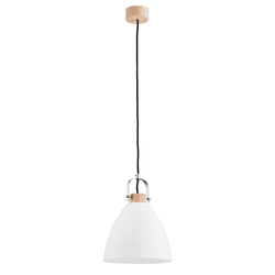 Lampa wisząca zwis HERMINA biały mleczny /drewno śr. 22cm
