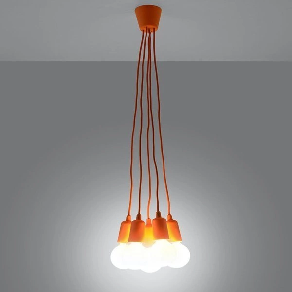 Lampa Wisząca DIEGO 5, PCV Pomarańczowy, E27 5 x 60W, SL.0586