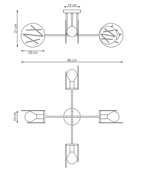 Lampa sufitowa Emibig FRICK 4 WH 1416/4