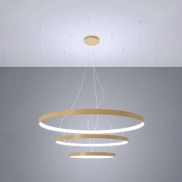 Nowoczesna lampa wisząca RIO 3, złota, 150W LED, barwa neutralna 4000K, TH.269