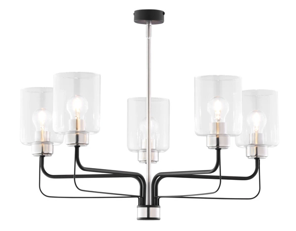 Nowoczesny Żyrandol CERES regulacja wysokości 5xE27 15W IP20 | Czarny